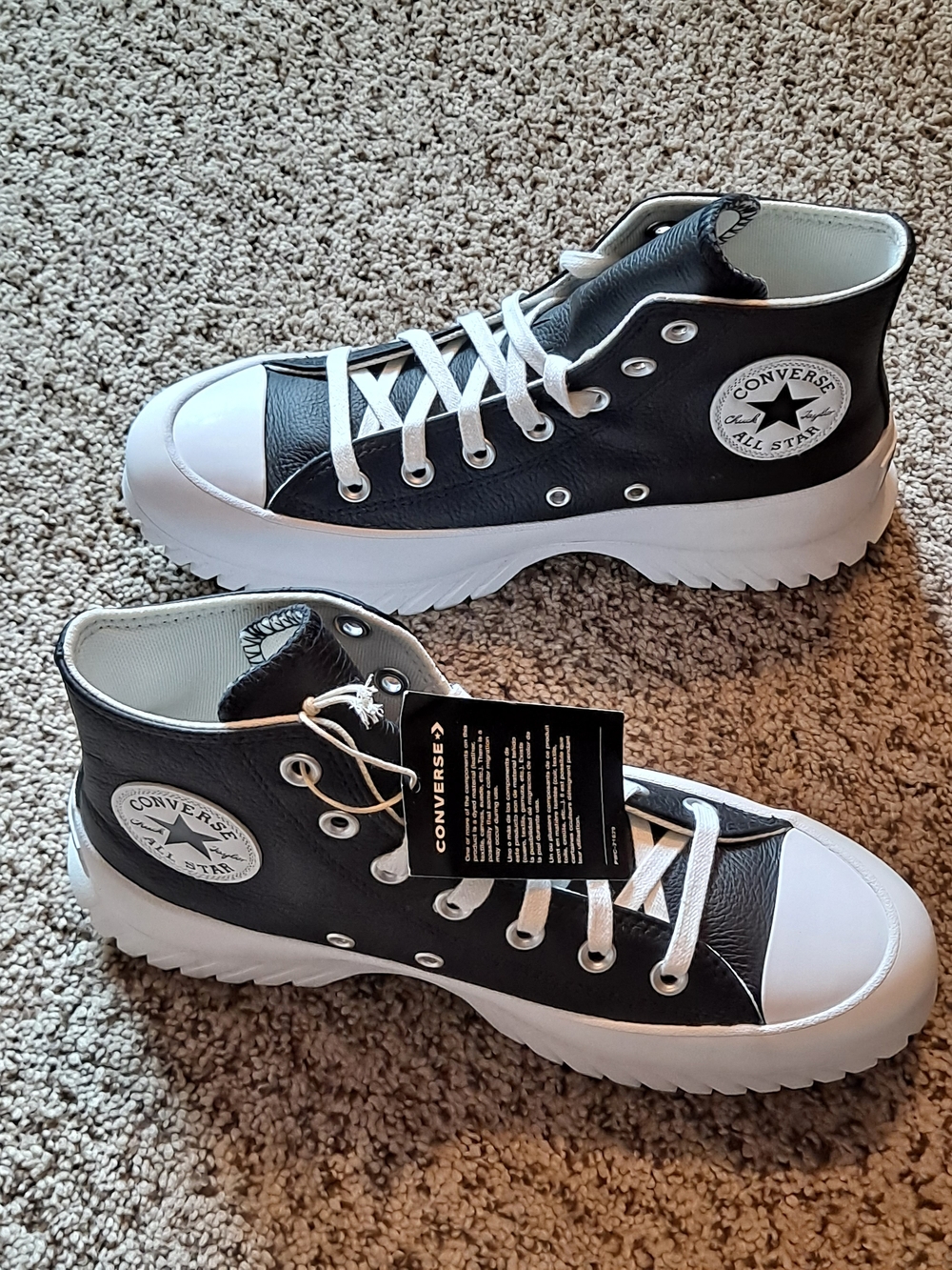 Converse Lugged Black Leather High-Top Platform Sneakers Women's Size 8
